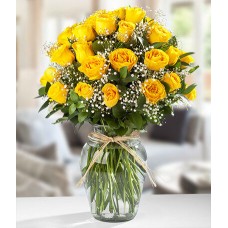 36 Yellow Roses in a Vase