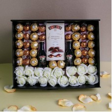 Luxury Baileys Lovers Hamper with White Roses and Chocolates
