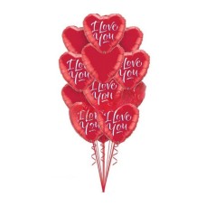 A Dozen Red I Love You Heart Balloons