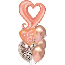 Rose Gold Chain of Hearts Sparkling Balloon Bouquet