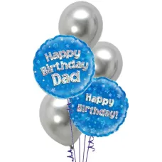 Happy Birthday Dad Blue + Silver Bouquet