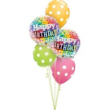 Happy Birthday Rainbow Confetti + Polka Dots Bouquet