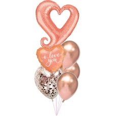 Rose Gold Chain of Hearts Sparkling Balloon Bouquet