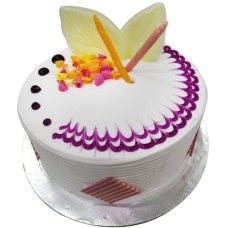 Blueberry Delight with Flower Hand Bouquet (0.5kg cake with 6 stalk (Carnations OR Roses))