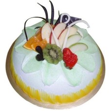 Kiwi Filling Vanilla Delight (500 G Cake With 6 Stalks Rose)