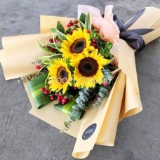 Sunflower Hand Bouquet 07 (5 Stalks Sunflowers)