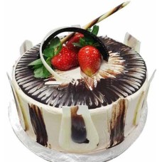 Tiramisu Delight with Flower Hand Bouquet (1.0kg cake with 6 stalk (Carnations OR Roses))