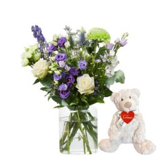 Purple flowers + teddybear (Small)