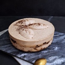 Coffee and caramel cake with nuts gluten-free