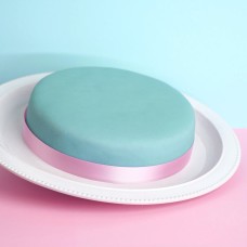 Blue cake with ribbon (Small (18cm (6 Parts)))