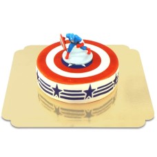 Captain America Figurine on Shield Cake (Small (6-8 slices))