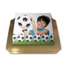 Football-themed photo frame cake and frame (Small (20cm X 14cm (6 Parts)))