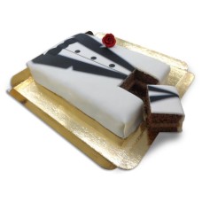Rectangular black and white Smoking cake (Medium ((25x17 cm) 10 parts))