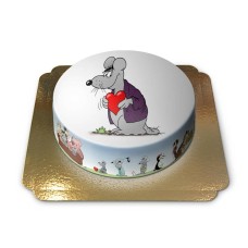 Mouse with heart in hands (Small ((18 cm)6-8 slices))