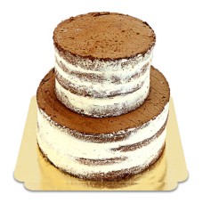 Two-tier chocolate-vanilla naked cake