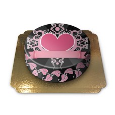 Pink heart cake (Small ((18 cm)6-8 slices))