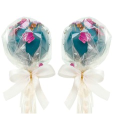Blue round Cake-Pops with rose petals (12 pieces)