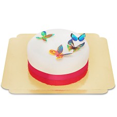 Cake with butterfly decorations (Small (18 cm (6 parts)))