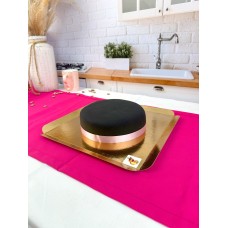 Black cake with ribbon