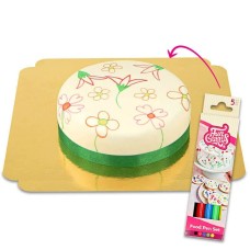 Cake & edible crayons (Small (18 cm (6 parts)))
