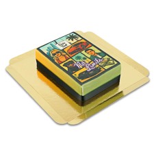 Cake shaped like the cover of the video game "Crime City" (Small (20cm X 14cm (6 Parts)))