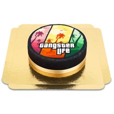 Video game cake cover "Gangster Life" (Small (18cm (6 Parts)))