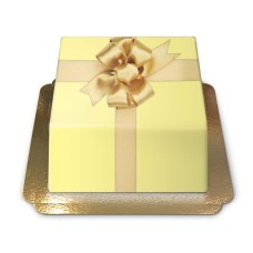 Yellow gift box cake