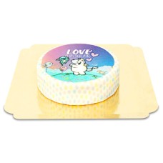 Chubby Zebra and Mooh "Love is in the Air" Cake - Chubby Unicorn (Small (18 cm (6 parts)))
