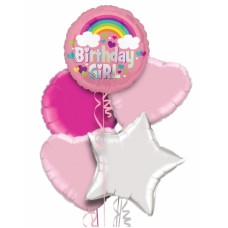 Birthday Girl Pink & Rainbow Balloon Bouquet