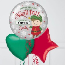 Elf Arrival Personalised Inflated Balloon Bunch (4 Balloons)