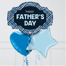 Father's Day Plaid Inflated Foil Balloon Bunch (4 Balloons)