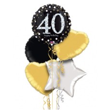 Happy 40th Birthday Holographic Balloon Bouquet