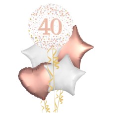 Happy 40th Birthday Rose Gold Balloon Bouquet