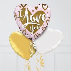 I Love You Pink Hearts Inflated Foil Balloon Bunch