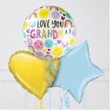 Love You Grandma Hearts Inflated Foil Balloon Bunch (4 Balloons)