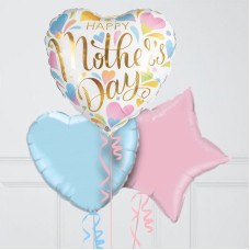 Pastel Rainbow Mother's Day Hearts Inflated Foil Balloon Bunch (4 Balloons)