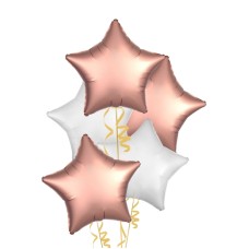 Rose Gold and White Stars Balloon Bouquet