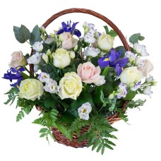 basket of pink and cream roses (Standard)
