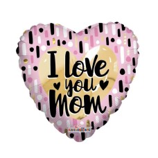 I Love You Mom Gold & Pink Foil Balloon
