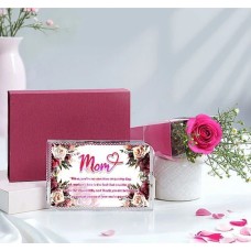 Elegant Gift Combo - Pink Rose And Crystal Message Plaque
