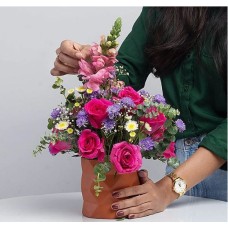 Aurelia'S Sanctuary Arrangement With 12 Pink Roses
