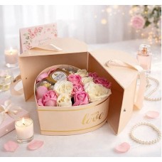 Hidden Heart Shape Rose Ferrero Rocher Gift Box Arrangement