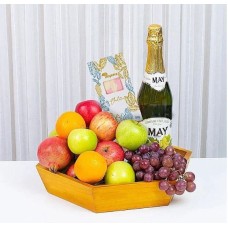 Classic Fruit And Goodies With A Classy Wood Tray - Fruit Basket