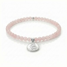 Rose Quartz & Sterling Silver Saint Christopher Bracelet