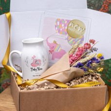 Personalised Baby Girl Keepsake Jug Style Vase - Elephant Design