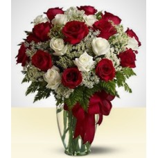 Exuberant: White and Red Roses
