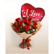 Enchantment Combo: Balloon + 12 Roses Bouquet