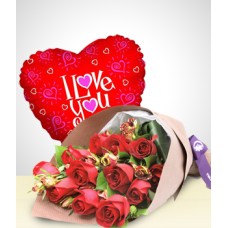 Enchantment Combo: Balloon + 12 Roses Bouquet