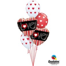 Bouquet 127 L(Heart)VE Red Stripes Qualatex #21698-2 18080-3
