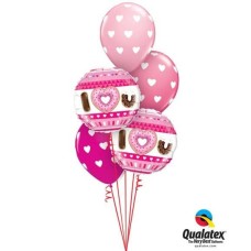Bouquet 128 I (Heart) U Donuts Qualatex #21829-2 18078-3